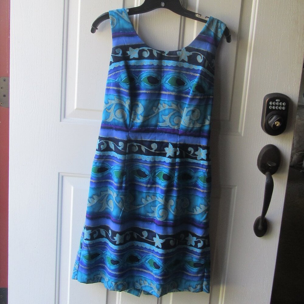Byer Studio California Size 6 90s blue print fully lined cocktail dress